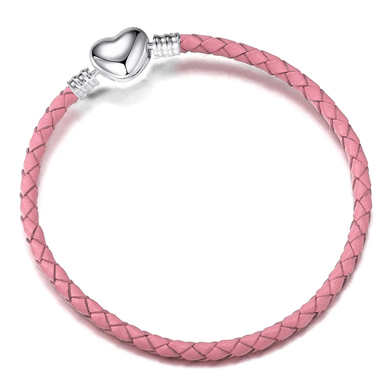 BAOPON 9-Color Leather Charm Bracelet - DIY Chain Jewelry Gift for Women & Girls