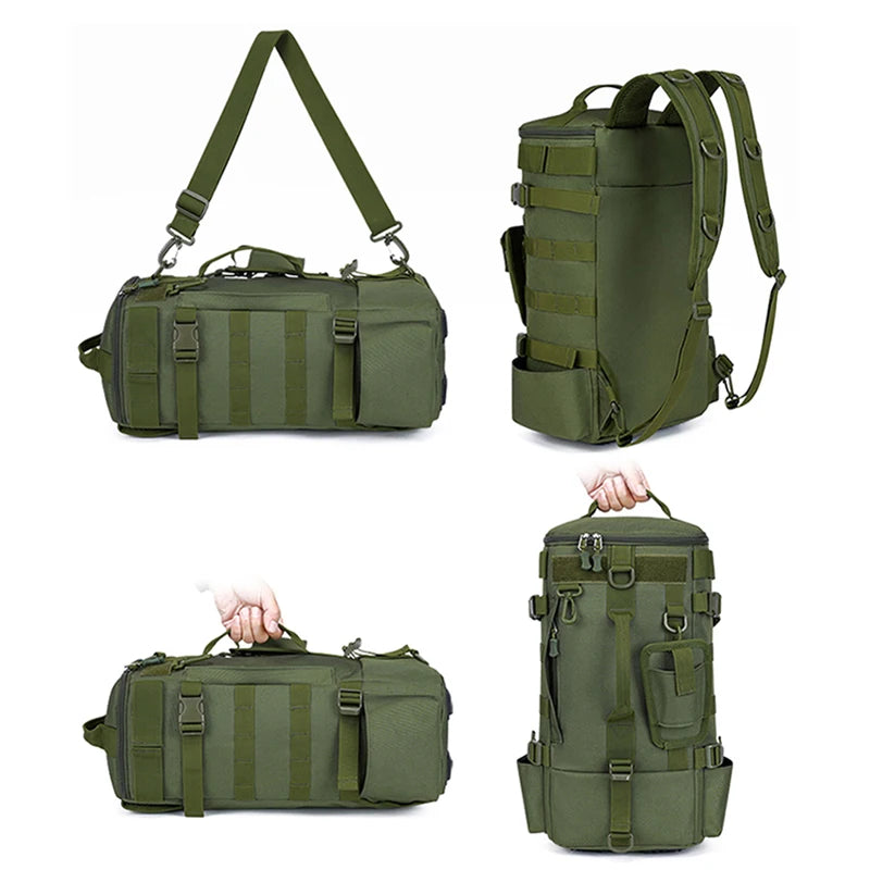 Tactical Fishing Backpack – Multifunctional Tackle Bag with Rod Holders, Molle Storage for Fishing, Camping & Hiking