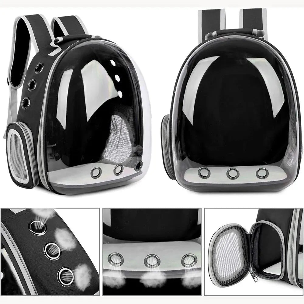 Transparent Capsule Bubble Cat Pet Carrier Backpack - Ideal for Small Animals, Puppies, Kitties, Birds - Breathable and Stylish Travel Pet Carrier