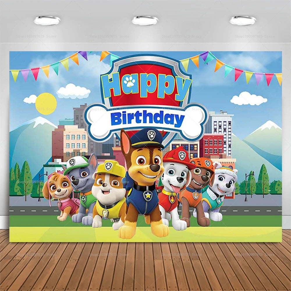 Paw Patrol Birthday Party Backdrop – Kids Party Decorations, Photography Background & Baby Shower Banner