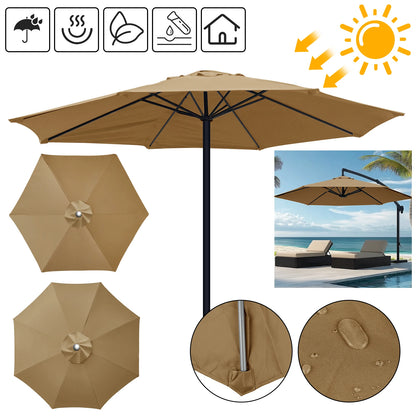 Universal 6/8 Rib Patio Umbrella Replacement Canopy – Polyester Sunshade & Rainproof Outdoor Cover Cloth