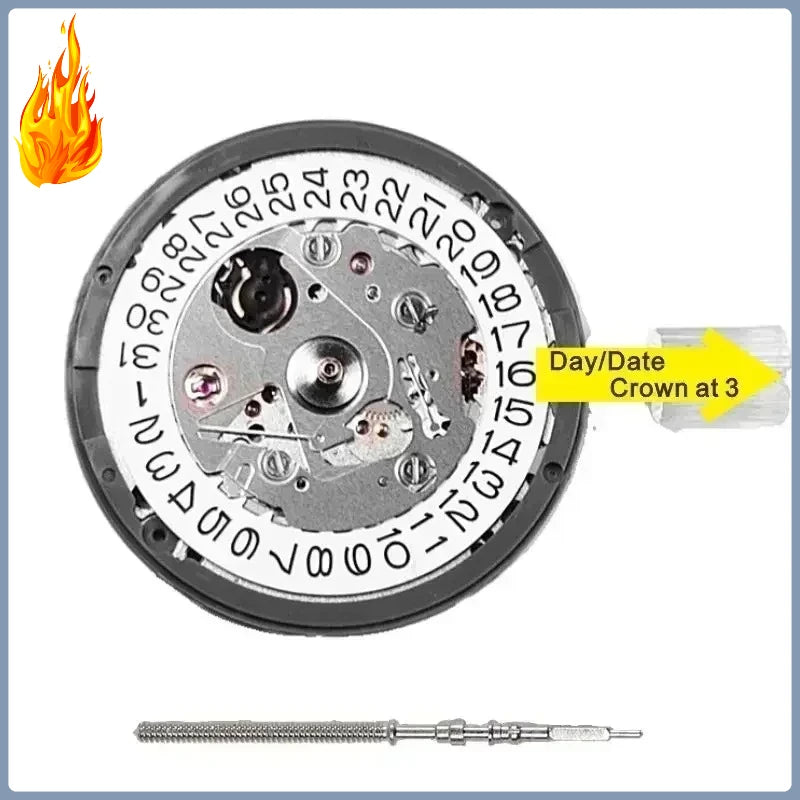 NH35 Premium Automatic Mechanical Movement NH35A 24 Jewels Self-Winding Watch Movement – High Accuracy Replacement with Date Wheel (3/3.8/6 Position)