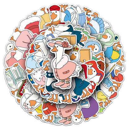 50PCS Cartoon Goose Stickers - Cute Waterproof Animal Decals for Water Bottles, Laptops, Skateboards & Luggage