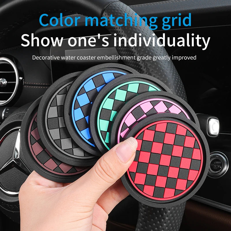2pcs Car Cup Holder Anti-Slip Coasters — Premium PVC Universal Fit, Interior Accessories for Most Vehicles