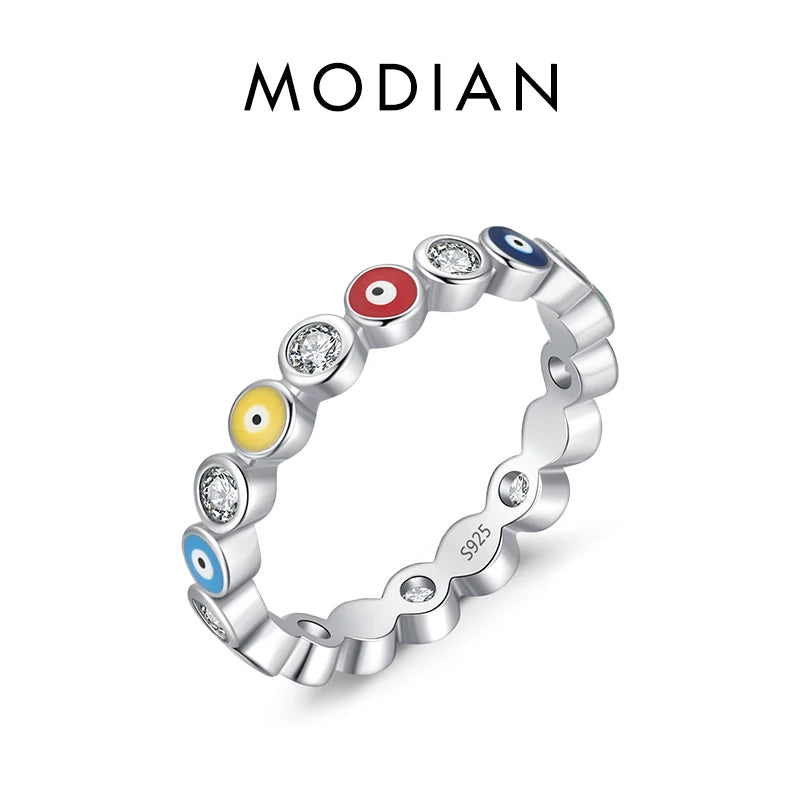 MODIAN 925 Sterling Silver Blue Ghost Eyes Ring — Sparkling Cubic Zirconia for Women