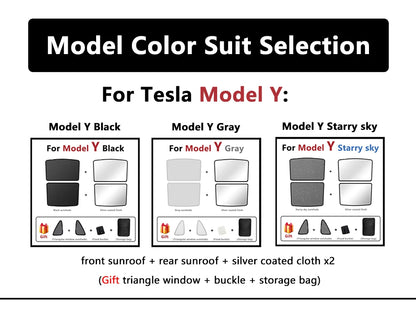 Split Sunshade for Tesla Model 3 (2017-2023) & Model Y – Front & Rear Sunroof Windshield Skylight Glass Roof Cooling Shade