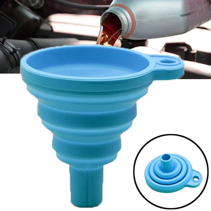 Folding Silicone Engine Funnel - Automotive & Home Use Liquid Funnel for Detergent & Tools
