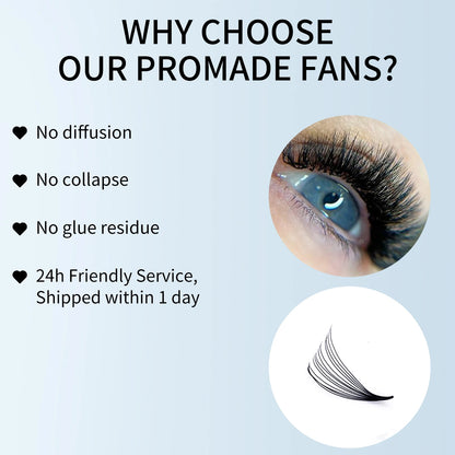 Wendy Lash Premade Volume Fans – 3D/5D/6D/10D/14D/16D Thin Root Eyelash Extensions, Sharp Pointy Stem, 520 Loose Lashes