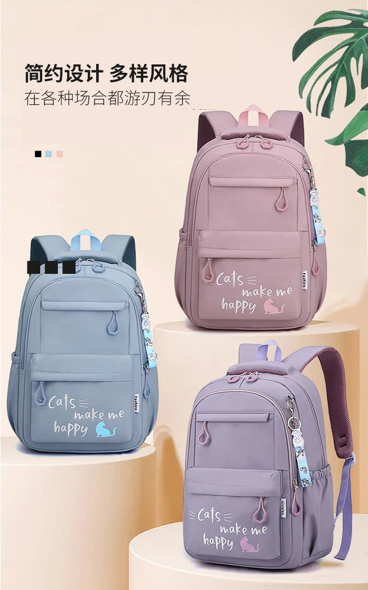 Teen Girls School Backpack | Pink Waterproof Bag for Primary & Middle School Students