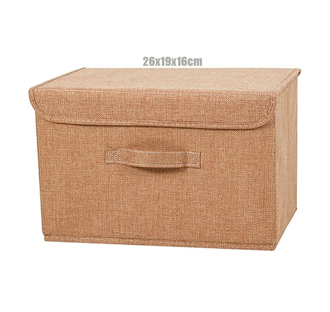 Washable Cotton Linen Folding Storage Box – CD, Toy & Laundry Organizer with Lid