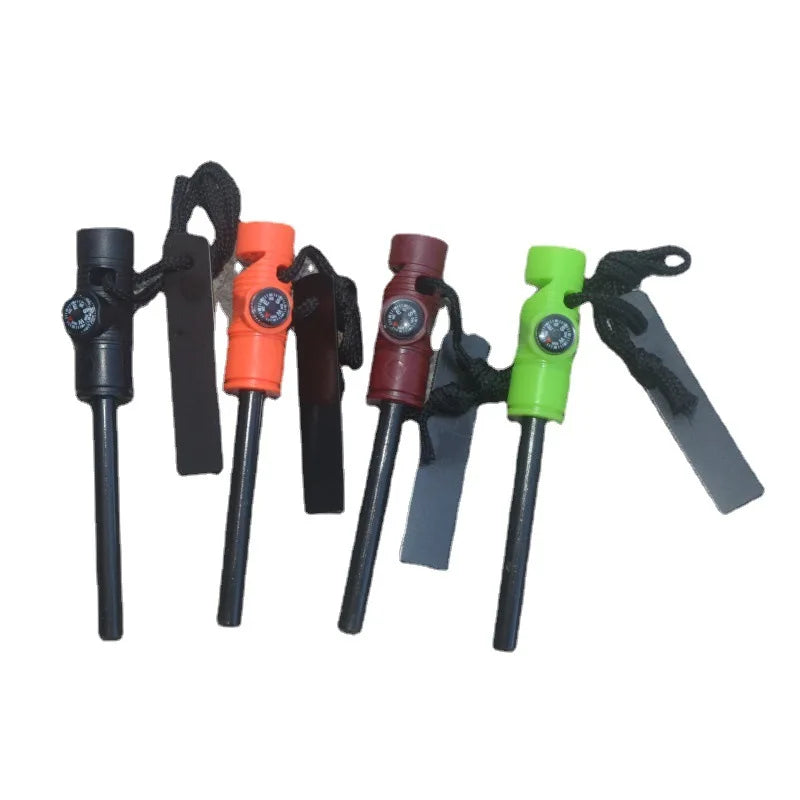 3-in-1 Long Magnesium Fire Starter – Survival Ignition Rod with Whistle & Compass