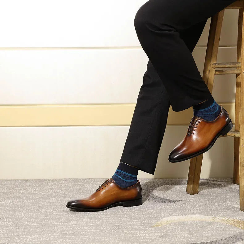 Designer Genuine Leather Men’s Wholecut Oxford Shoes – Luxury Black & Brown Dress Shoes for Business & Formal Wear