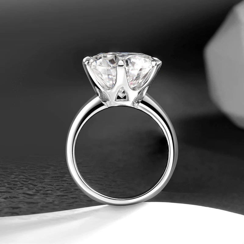 EWYA GRA Certified D Color Moissanite Solitaire Engagement Ring 0.5–10CT — 925 Sterling Silver Bridal Wedding Band for Women