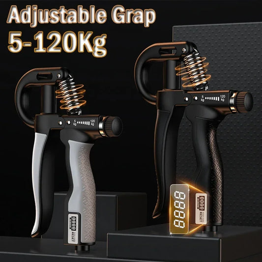 Adjustable Hand Grip Strengthener - 5-120kg Steel Spring Finger Expander Wrist & Forearm Trainer for Fitness Exercise