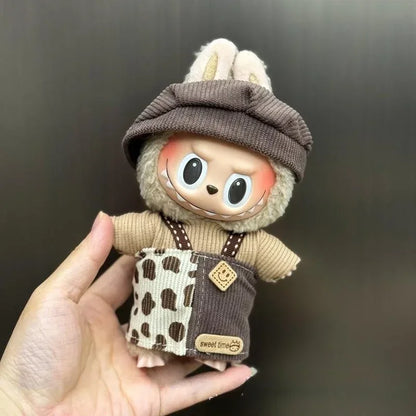 Mini Plush Doll Clothes Set – Kpop EXO Labubu Idol Overalls Outfit for 15-17cm Dolls, Clothing Gift