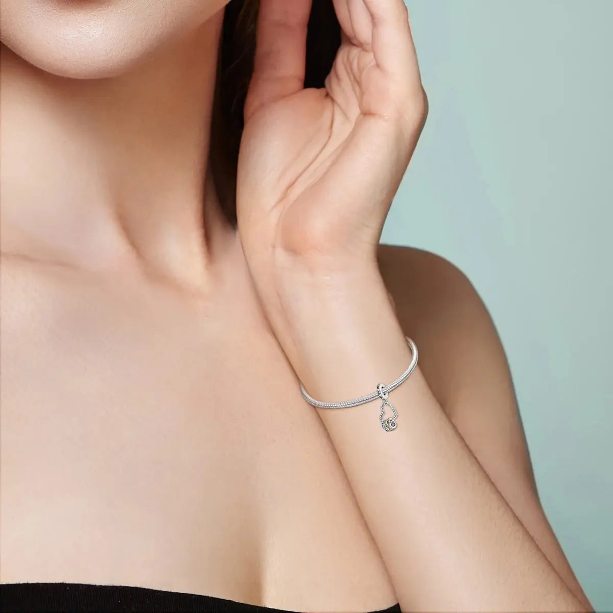 MULA Chameleon Silver-Plated Charm with Color-Changing Crystal Ball - DIY Snake Chain Bracelet Jewelry Gift for Women