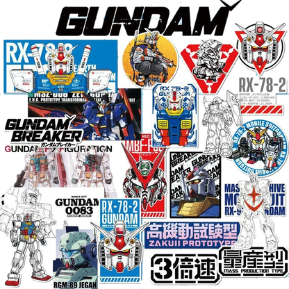 Bandai Gundam Mobile Suit Stickers - 20/21-Piece Waterproof PVC Decal Set for Laptops, Suitcases and Skateboards