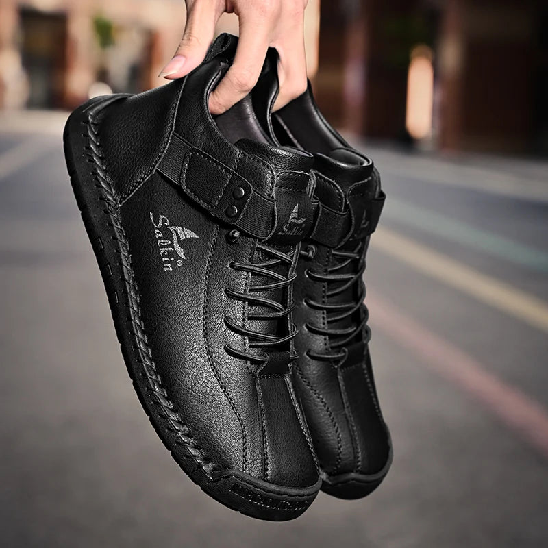 2024 Handmade Leather Casual Men’s Shoes - Breathable Sneakers & Ankle Boots for Outdoor Wear