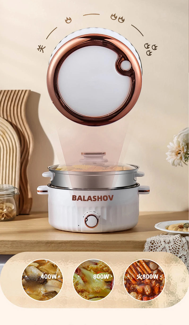 Electric Multi-Cooker Hot Pot – Double Layer Soup & Frying Cooker for Dormitory/Home with EU/US Plug