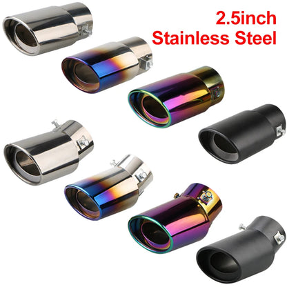 2.5" Stainless Steel Car Exhaust Muffler Tip – Chrome Rear Tail Pipe for Most Vehicles