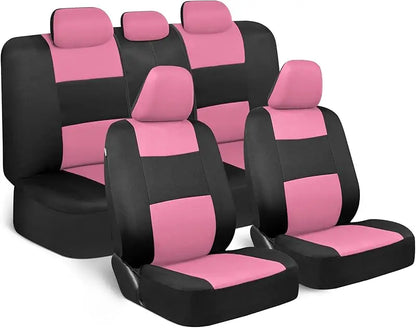 Universal Beige Car Seat Covers Full Set - Easy-Install Front and Rear Split Bench Seat Protectors for Cars, Trucks, SUVs, and Vans