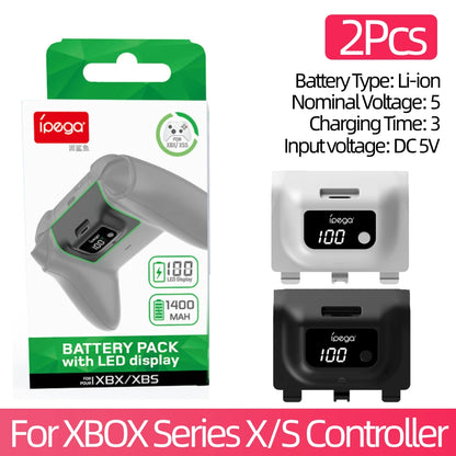 Wireless Gamepad Rechargeable Battery 1400mAh — Digital Display Replacement for Xbox Series X/S Controller