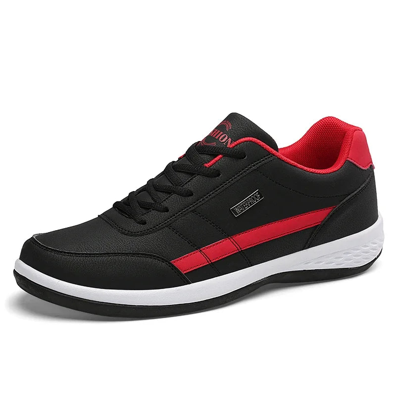 MAEDEF Men's Leather Sneakers – Waterproof, Comfortable Lace-Up Casual Footwear, Vulcanized Shoes