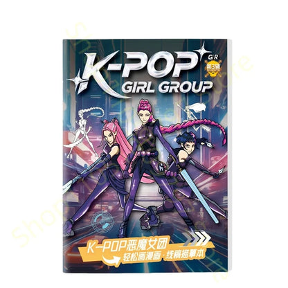 2025 KPop Demon Hunter Coloring Book – Line Drawing Picture Book, Painting Activity for Kids, Birthday Gift