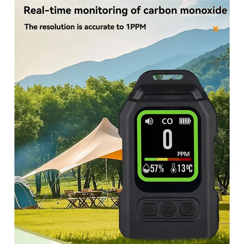 ABLK Portable Carbon Monoxide Detector - CO Concentration Alarm with Temperature & Humidity Monitor for Home & Indoor Use