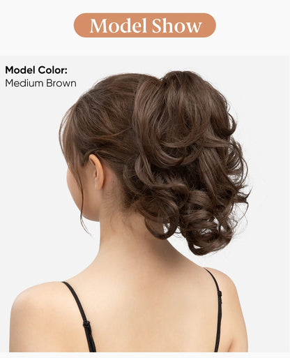 SARLA Premium Synthetic Claw Clip-In Ponytail Extensions – Blonde Hairpiece, Fake Pigtail Hair Bun for Women P026