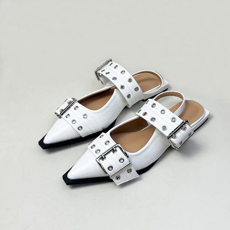 Women’s Pointed Toe Slingback Sandals – 2025 Spring Fashion Flats, Large Sizes