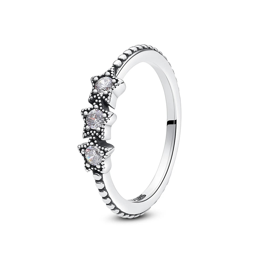 925 Sterling Silver Women’s Ring – Crown, Heart & Wishbone Design with Crystal, Rose Gold Engagement & Wedding Jewelry