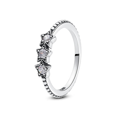 925 Sterling Silver Women’s Ring – Crown, Heart & Wishbone Design with Crystal, Rose Gold Engagement & Wedding Jewelry
