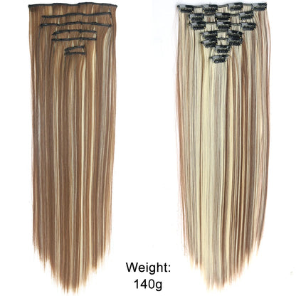 Women’s 7Pcs Hair Extensions with 16 Clips – Natural Black Straight Ombre Hairpiece