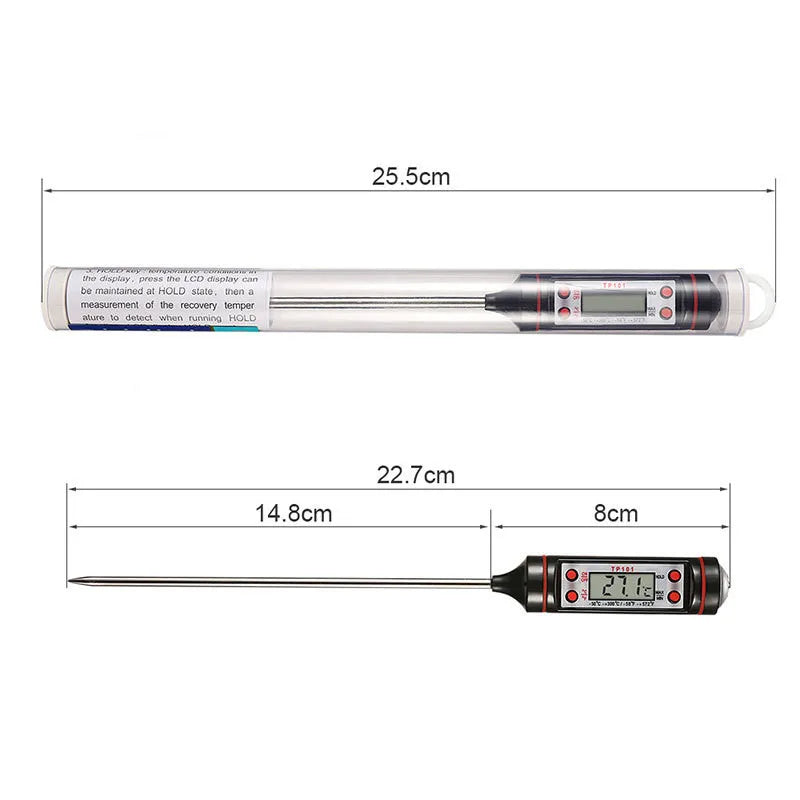Professional Digital Kitchen Thermometer – Stainless Steel Probe for Meat, BBQ & Cooking
