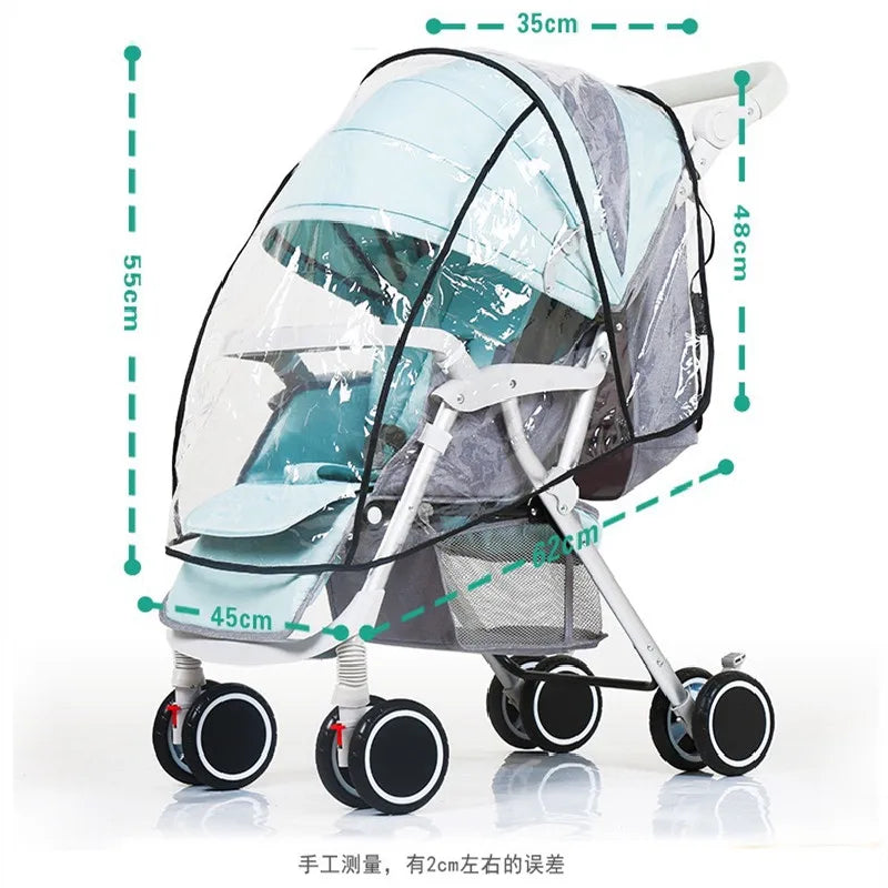 Transparent Universal Stroller Rain Cover - Weather Shield for Baby Car, Wind, Sun, and Rain Protection