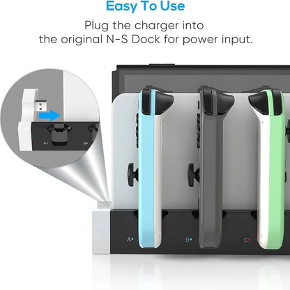 IPEGA PG-9186 Joycon Charging Dock Station for Switch & OLED – Charges Up to 4 Controllers, Compatible with All Models