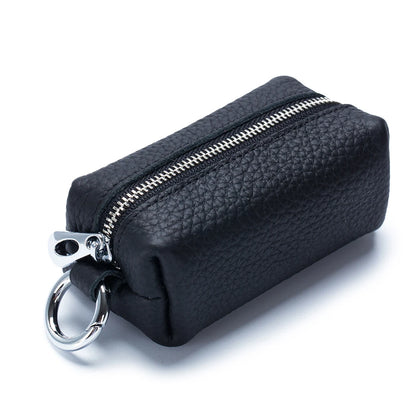 Genuine Leather Key Holder Wallet – Mini Car Key Organizer & Coin Purse with Double Keychains for Men & Women 🔑👜
