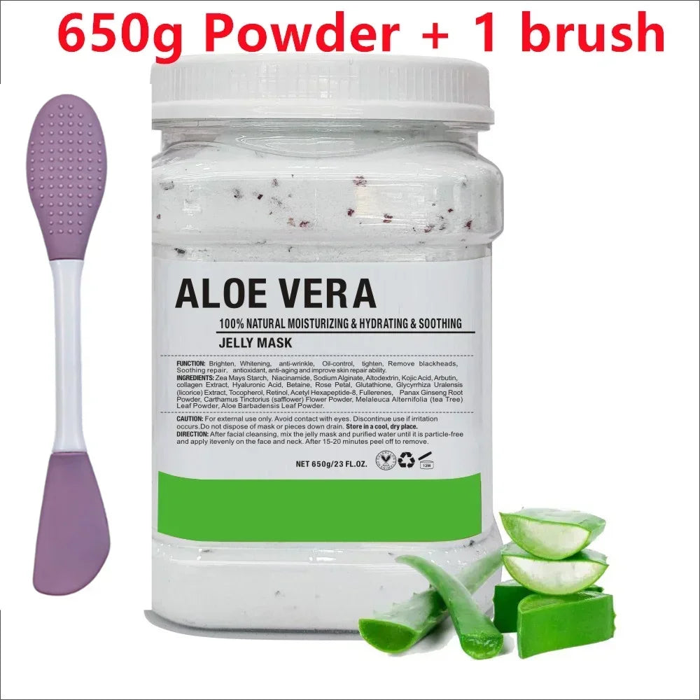 650g Chamomile Hyaluronic Acid Facial Moisturizing Mask Powder with Silicone Brush, Rose Jelly Mask for Skin Elasticity