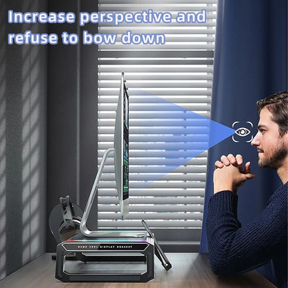 Hot Sell Aluminum PC Monitor Stand with 4 USB Ports & Keyboard Storage – Laptop Stand with USB 3.0 Fast Charging