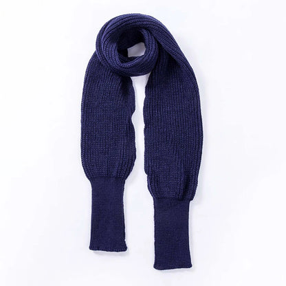 Solid Color Knit Shawl with Long Sleeves - Elegant Soft Warm Top, Elastic Wrap Scarf for Autumn and Winter