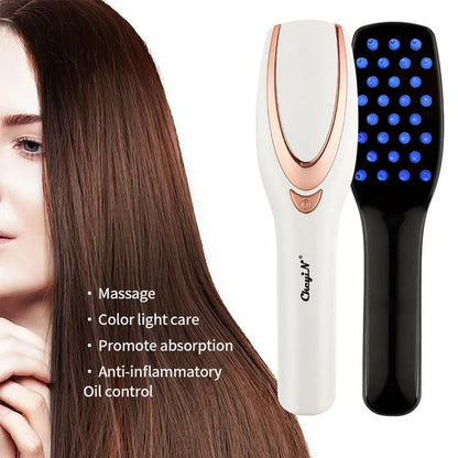 CkeyiN 3-in-1 Phototherapy LED Massage Comb - Vibrating Head Massager Brush for Rechargeable Scalp, Anti Hair Loss, Hair Growth Relief