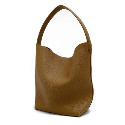 Motingsome Soft Cowhide Women's Bucket Bag – Elegant French Style, Large Tote, Luxury Thick Real Leather, 2022