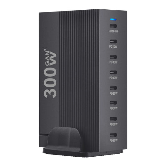 300W GaN Desktop Charger - 8 Port Type C PD 3.0, Portable Fast Phone Charger for Samsung, iPhone 16/15