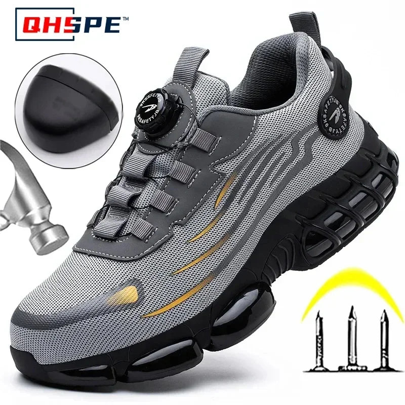 Rotating Button Safety Shoes for Men – Anti-Smash, Anti-Puncture Work & Security Protective Boots, Fashion Sport Design