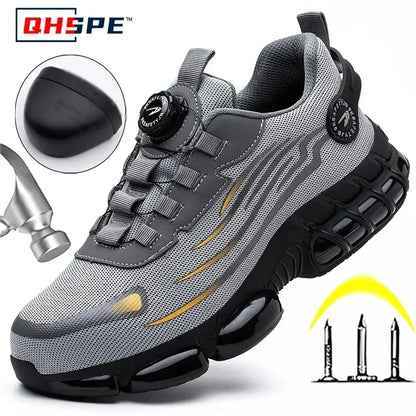 Rotating Button Safety Shoes for Men – Anti-Smash, Anti-Puncture Work & Security Protective Boots, Fashion Sport Design