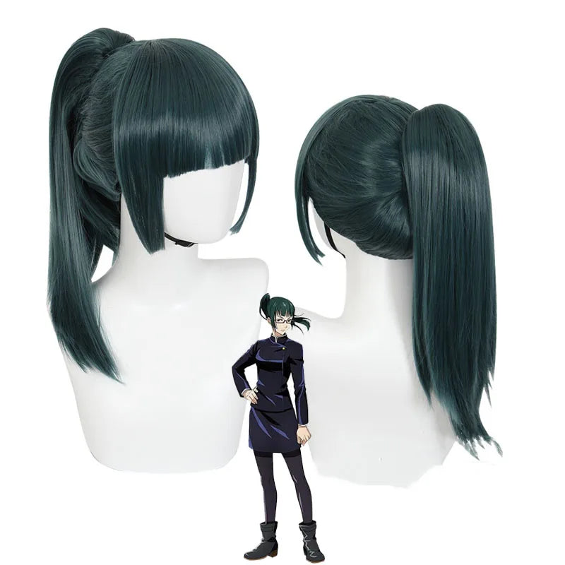Jujutsu Kaisen Maki Zenin Cosplay Costume - Full Set with Wig, Glasses, Top and Skirt for Halloween and Anime Conventions