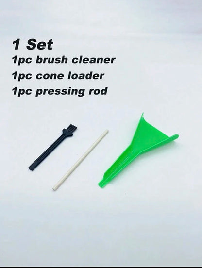 Pre-Rolled Cone Loader Set - Tobacco Filling Funnel Tool with Cleaning Brush & Press Rod