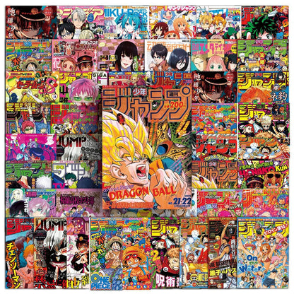Anime Sticker Pack - One Piece Jujutsu Kaisen Dragon Ball Cartoon Decals for Kids DIY Car Wall Laptop Decoration