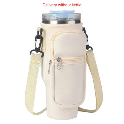 Portable Water Bottle Carrier Bag – Neoprene Holder with Phone Pocket for Stanley 40oz Tumbler with Handle